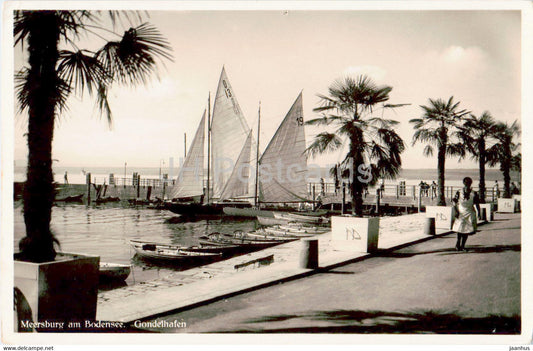 Meersburg am Bodensee - Gondelhafen - sailing boat - 1936 - old postcard - Germany - used - JH Postcards