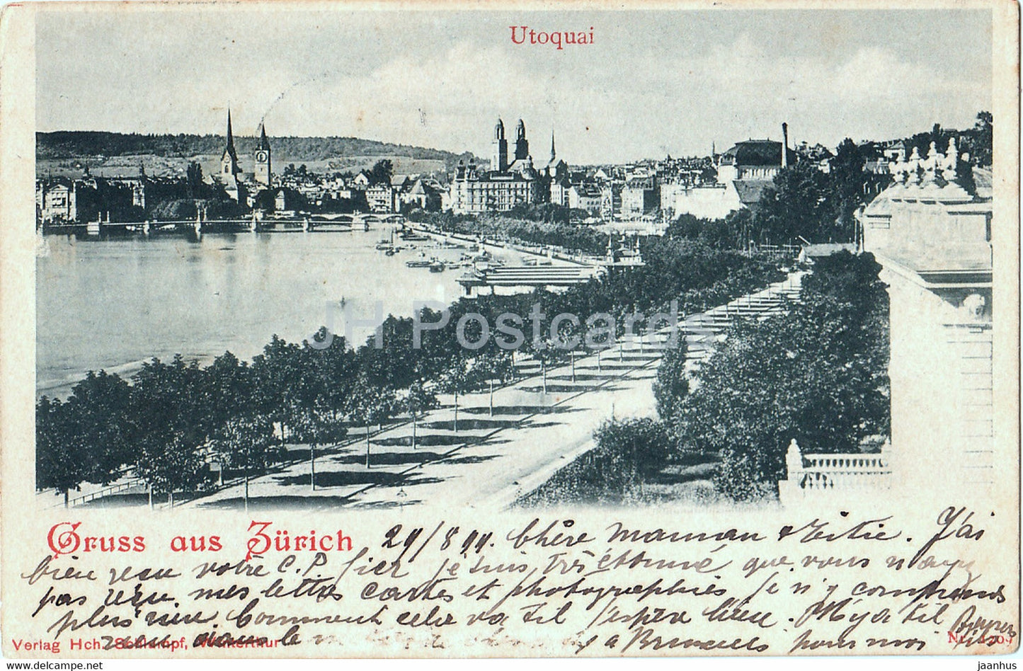 Gruss aus Zurich - Utoquai - old postcard - 1899 - Switzerland - used - JH Postcards