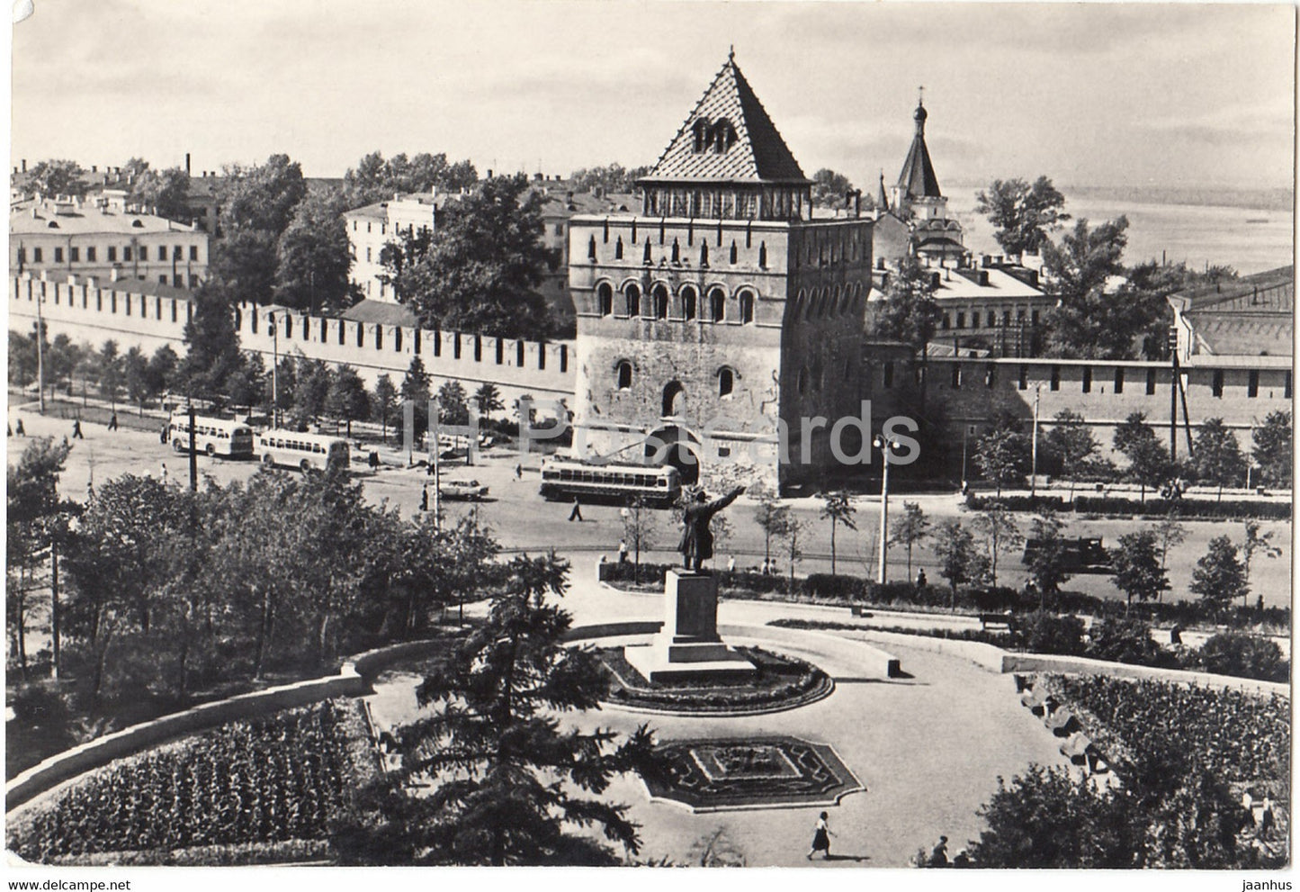 Gorky - Nizhny Novgorod - Kremlin and Minin Square - bus - 1967 - Russia USSR - unused - JH Postcards