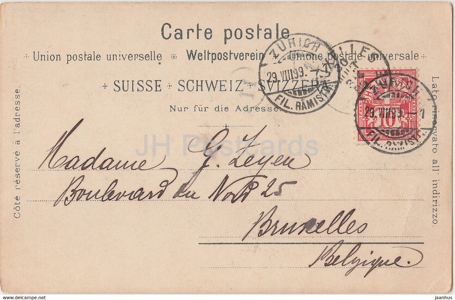 Gruss aus Zurich - Utoquai - old postcard - 1899 - Switzerland - used