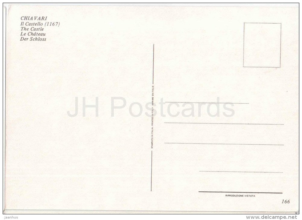 Il Castello 1167 - castle - Chiavari - Genova - Liguria - 166 - Italia - Italy - unused - JH Postcards