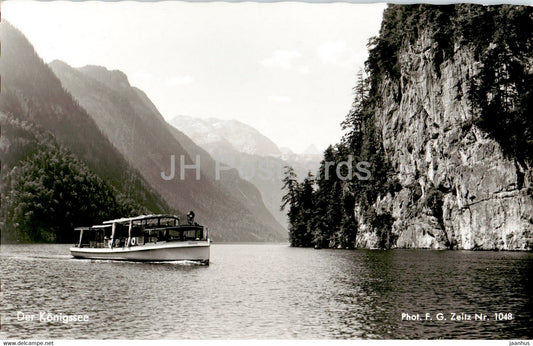 Der Konigssee - boat - old postcard - 1957 - Germany - used - JH Postcards