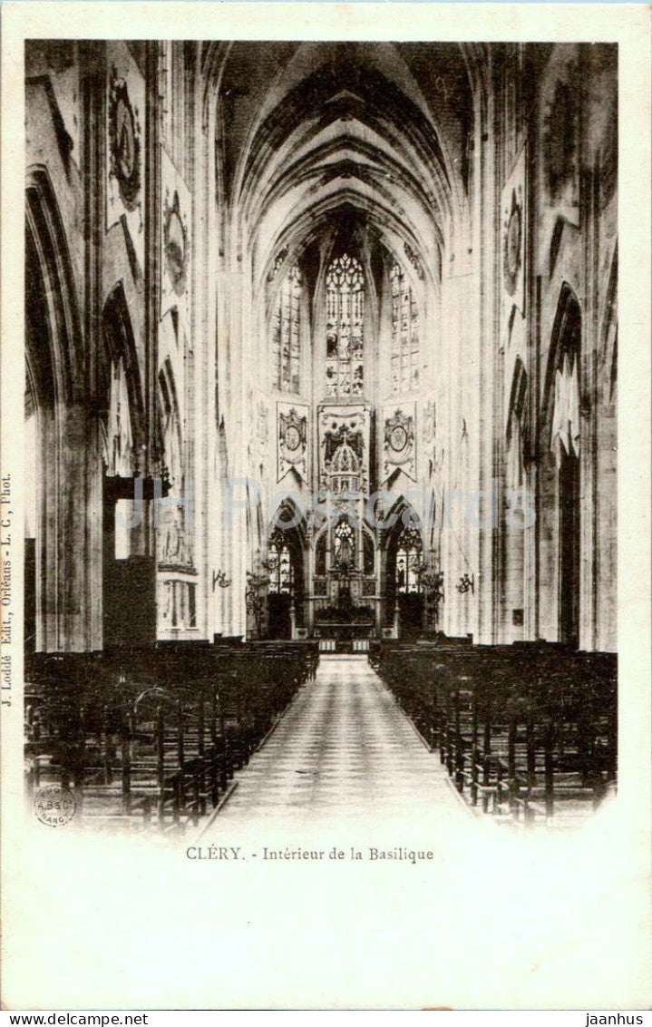 Clery - Interieur de la Basilique - cathedral - old postcard - France - unused - JH Postcards