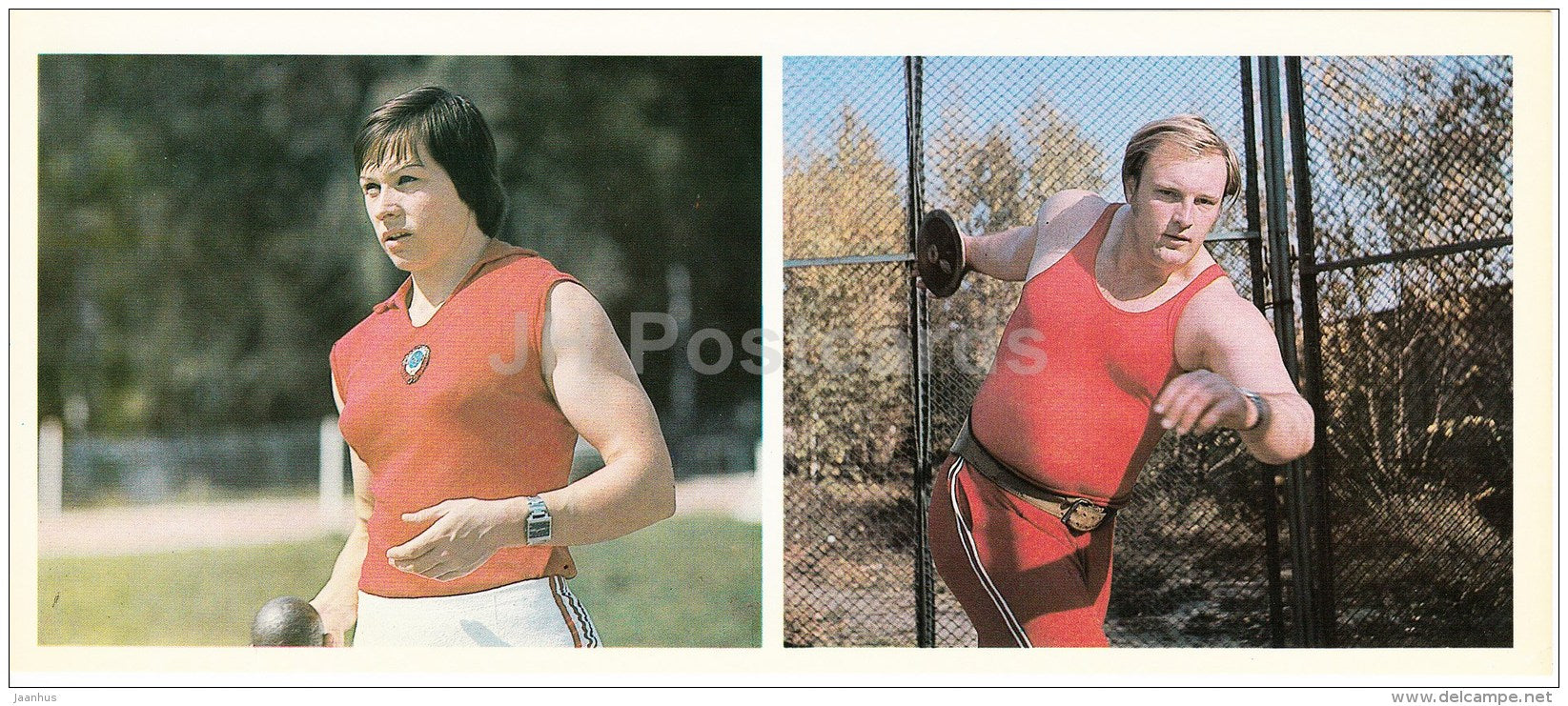 S. Krachevskaya - shot put - N. Vikhor discus - athletics - Soviet Olympic sport champions - 1979 - Russia USSR - unused - JH Postcards