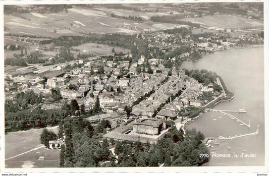 Morges vu d' avion - aerial view - 7770 - 1943 - old postcard - Switzerland - used - JH Postcards