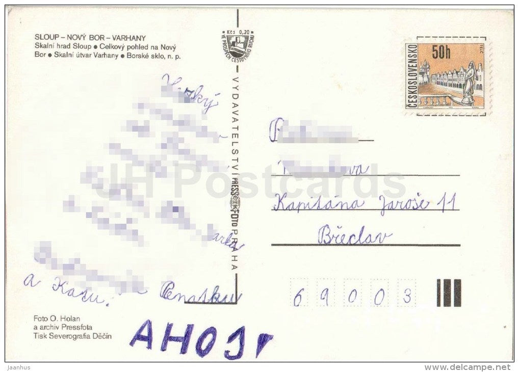 Sloup - Novy Bor - Varhany - castle - Borske rock - Czechoslovakia - Czech - used - JH Postcards