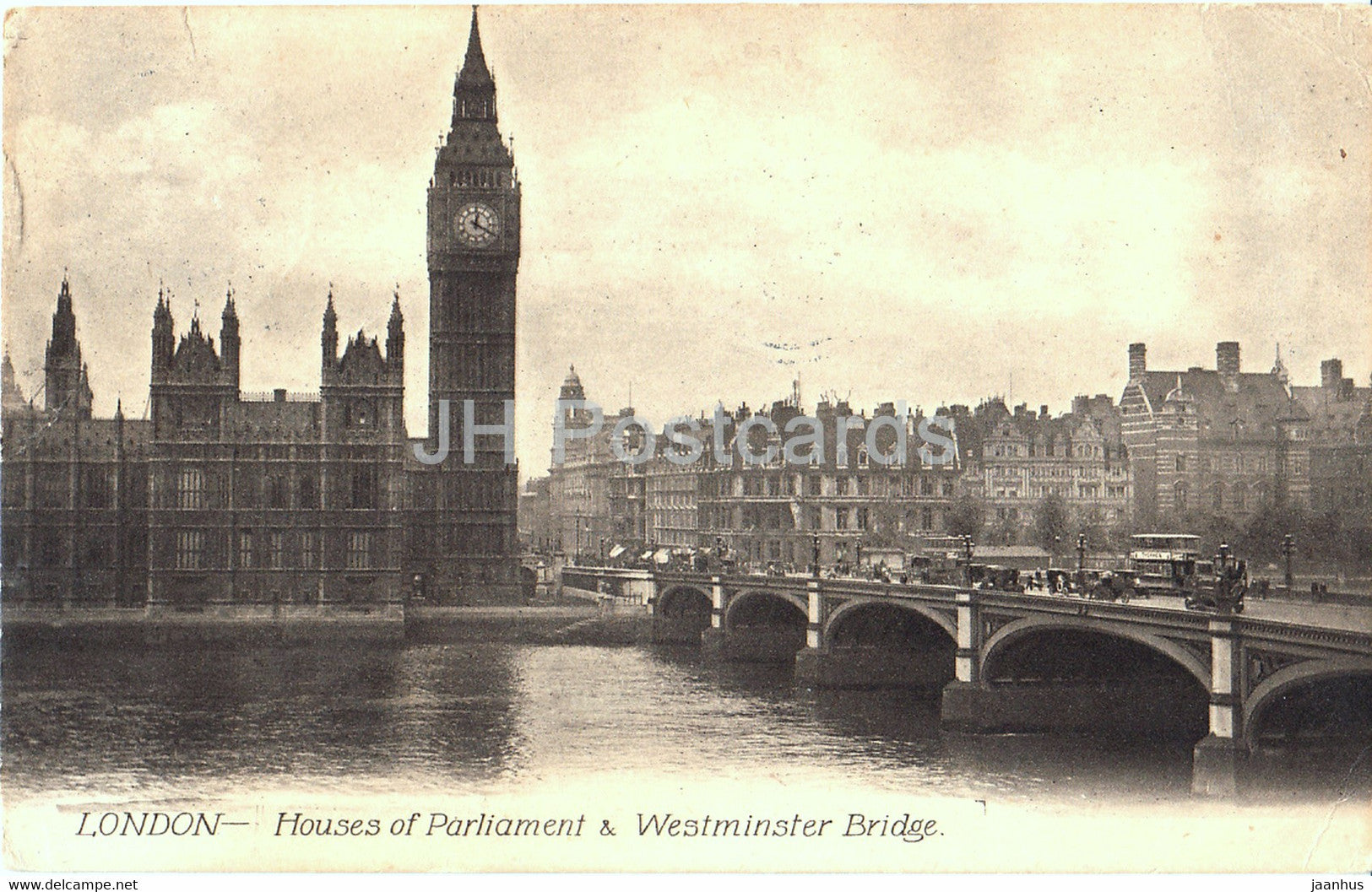 London - Houses of Parliament & Westminster Bridge - Beagles - old postcard - 1920 - England - United Kingdom - used - JH Postcards