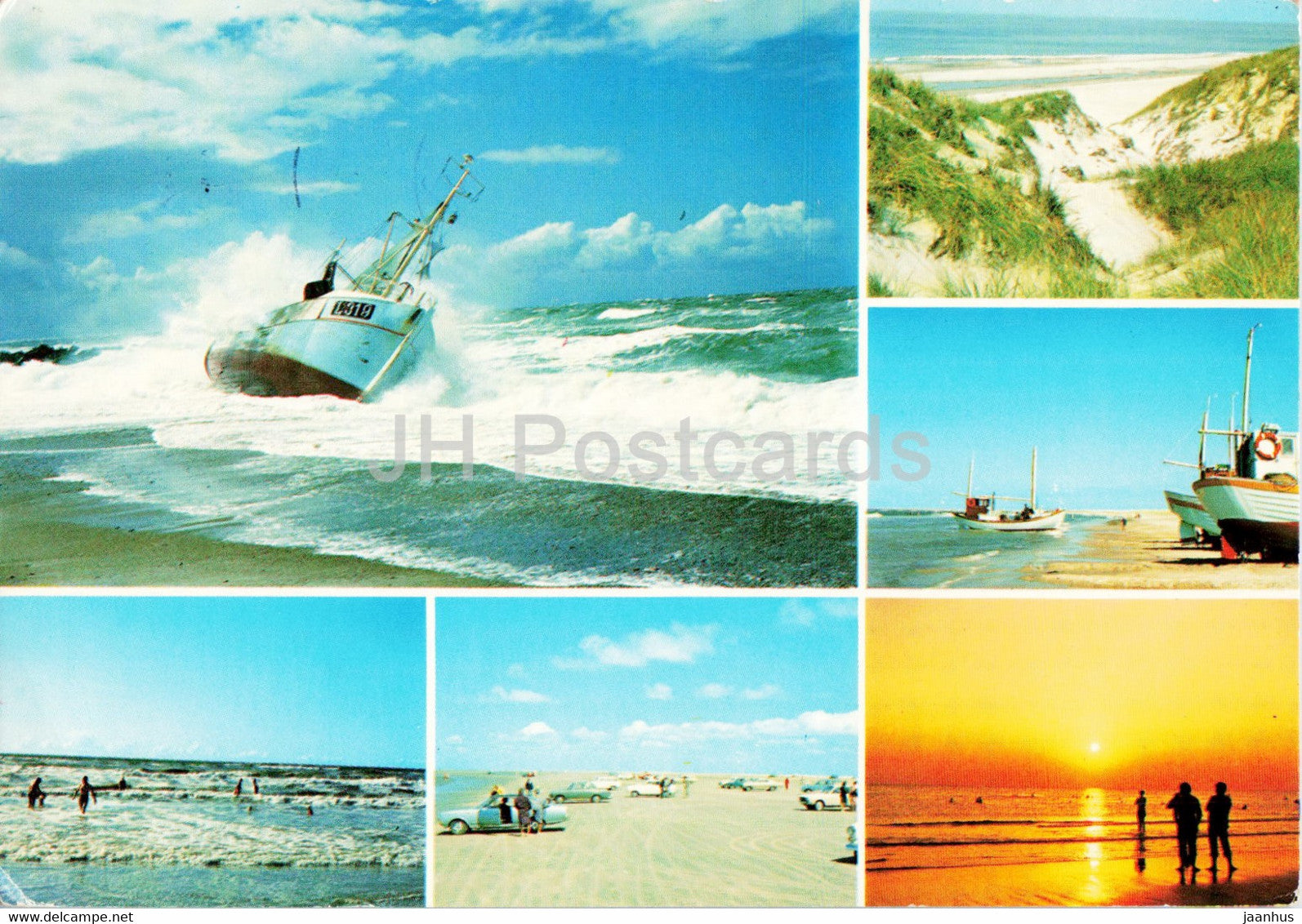 The North Sea - ship - boat - beach - multiview - Denmark - used - JH Postcards