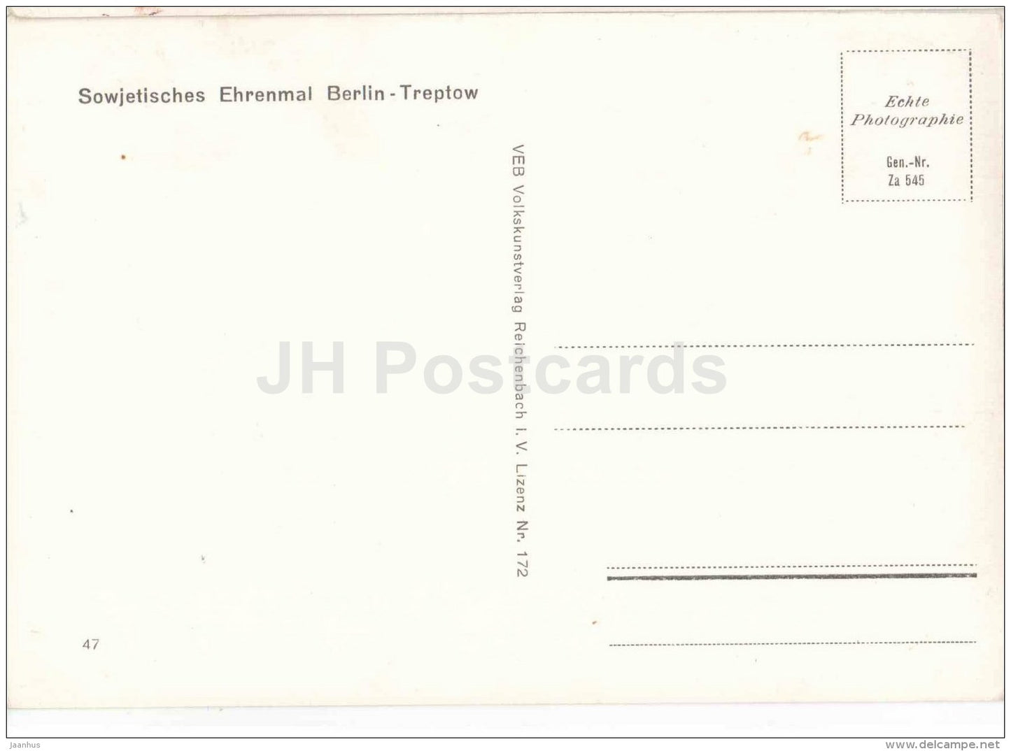 Sowjetisches Ehrenmal in Berlin - Treptow - 47 - soviet monument - Berlin - Germany - used - JH Postcards