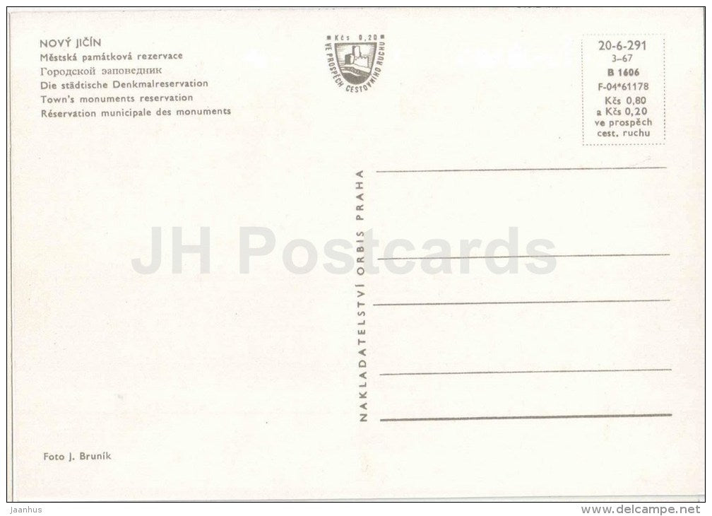 Novy Jicin - Town´s monuments reservation - Czechoslovakia - Czech - unused - JH Postcards