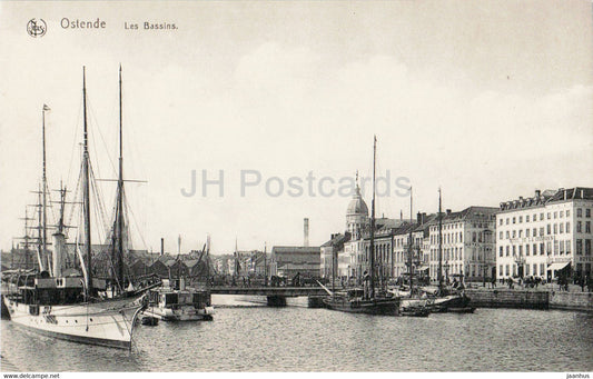 Ostende - Oostende - Les Bassins - ship - boat - 55 - old postcard - Belgium - used - JH Postcards