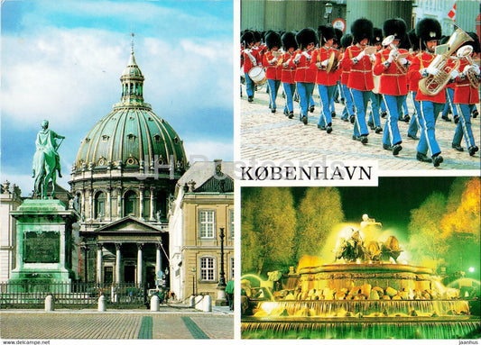 Copenhagen - Marble Church - Guard - Gefion fountain - multiview - 1994 - Denmark - used - JH Postcards