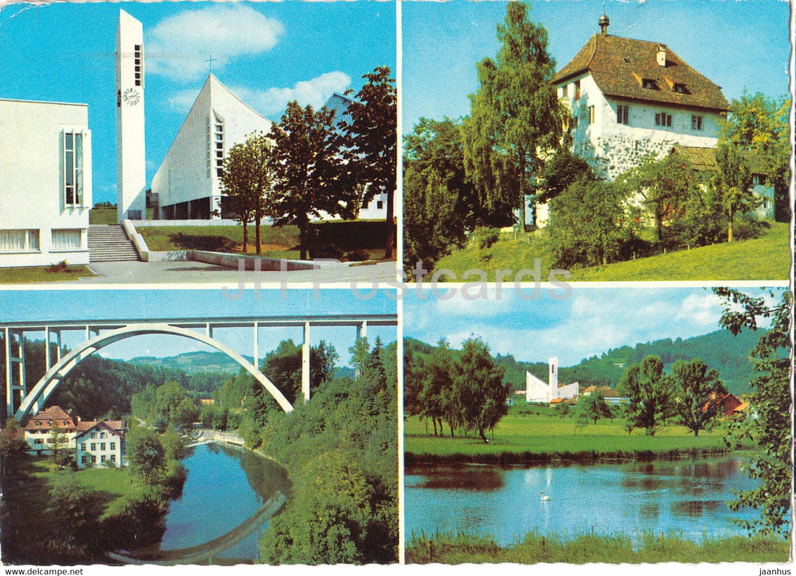 Bruderklausenkirche Winkeln - Schloss Oberberg - Furstenlandbrucke - church - 1963 - Switzerland - used - JH Postcards