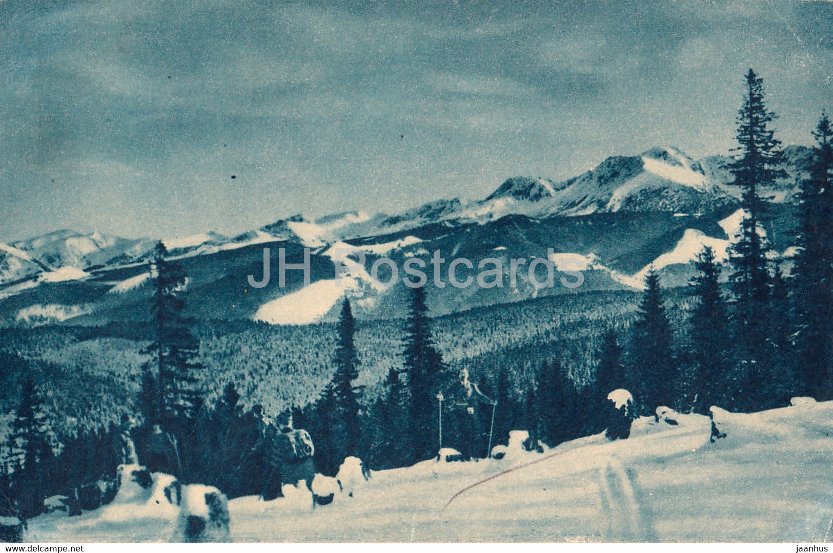 Bukowina Tatrzanska 1000 m - Widok z Glodowki na Wierch Poroniec - old postcard - Poland - used - JH Postcards