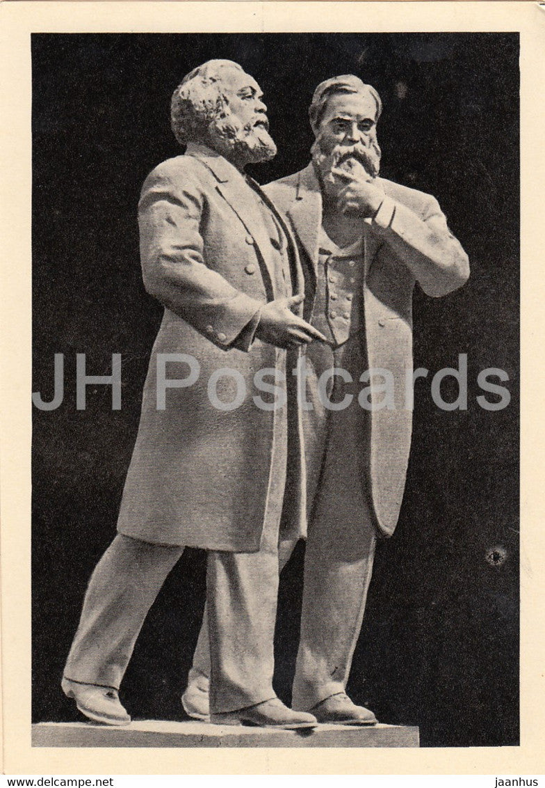 Karl Marx and Friedrich Engels - sculpture - 1967 - Russia USSR - unused - JH Postcards