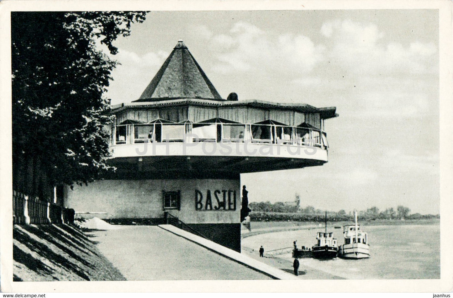 Koln - Cologne - Die Bastei - boat - postcard on thin paper - old postcard - Germany - unused - JH Postcards