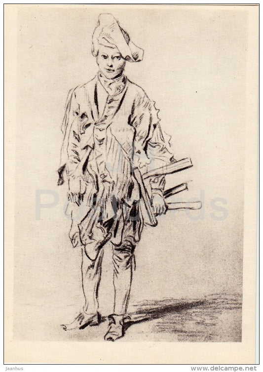 drawing by Jean-Antoine Watteau - Shoe Cleaner - French art - 1963 - Russia USSR - unused - JH Postcards