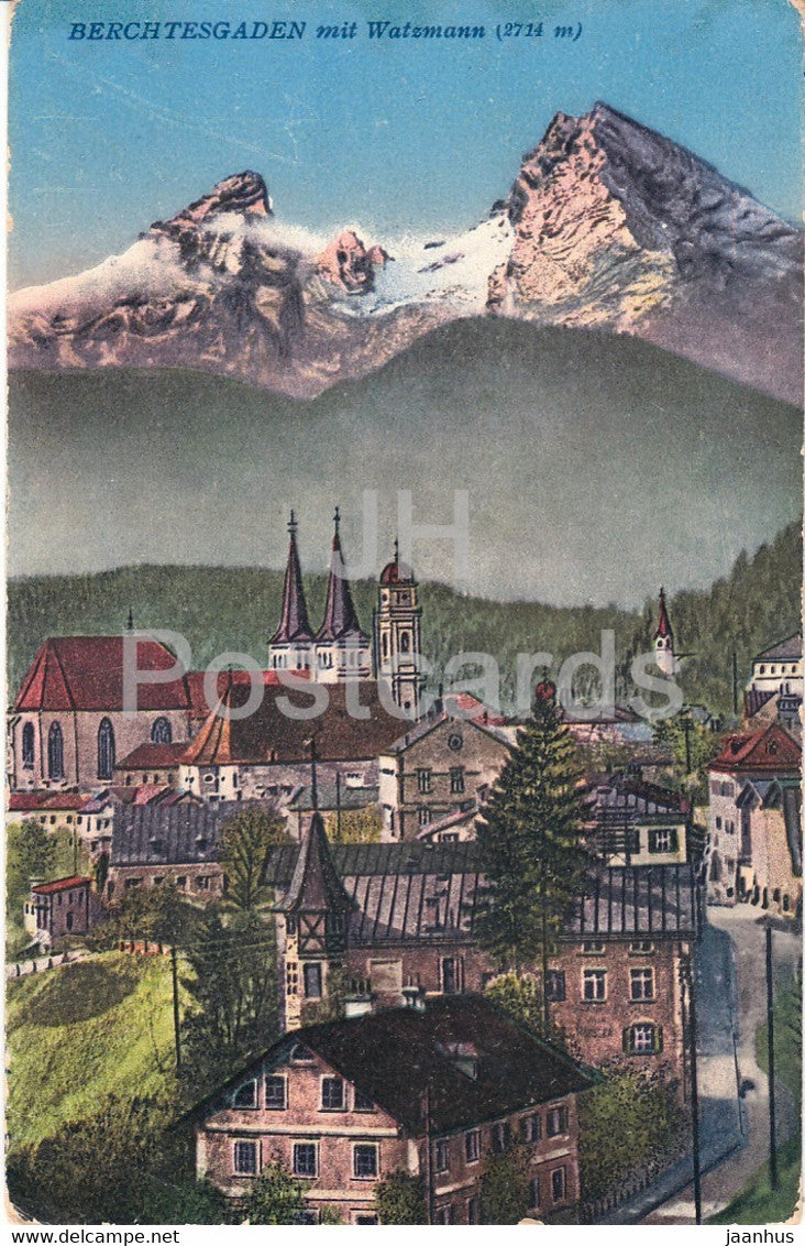 Berchtesgaden mit Watzmann 2714 m - old postcard - 1929 - Germany - used - JH Postcards