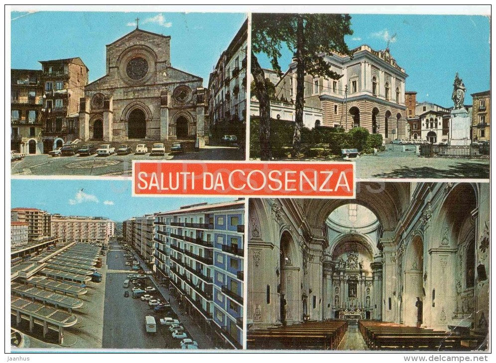 Saluti da Cosenza - Quattro vedute - Cosenza - church - 86 - Italia - Italy - sent from Italy to Germany 1979 - JH Postcards