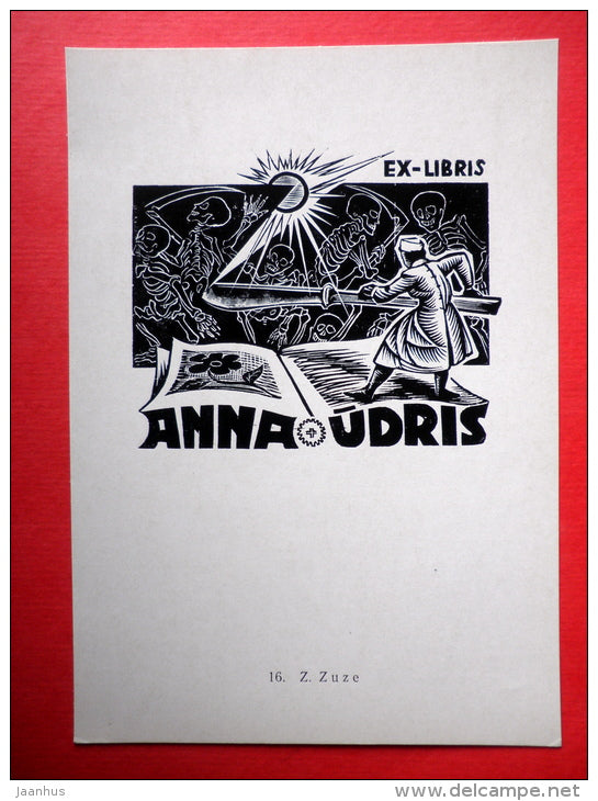 Ex Libris - Anna Udris - illustration by Z. Zuze - scalpel - doctor - 1977 - Latvia USSR - unused - JH Postcards