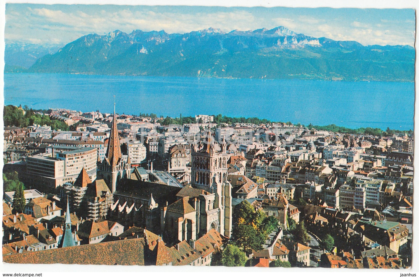 Lausanne - La Cathedrale - Le lac Leman et les Alpes de Savoie - 9264 - Switzerland - 1967 - used - JH Postcards