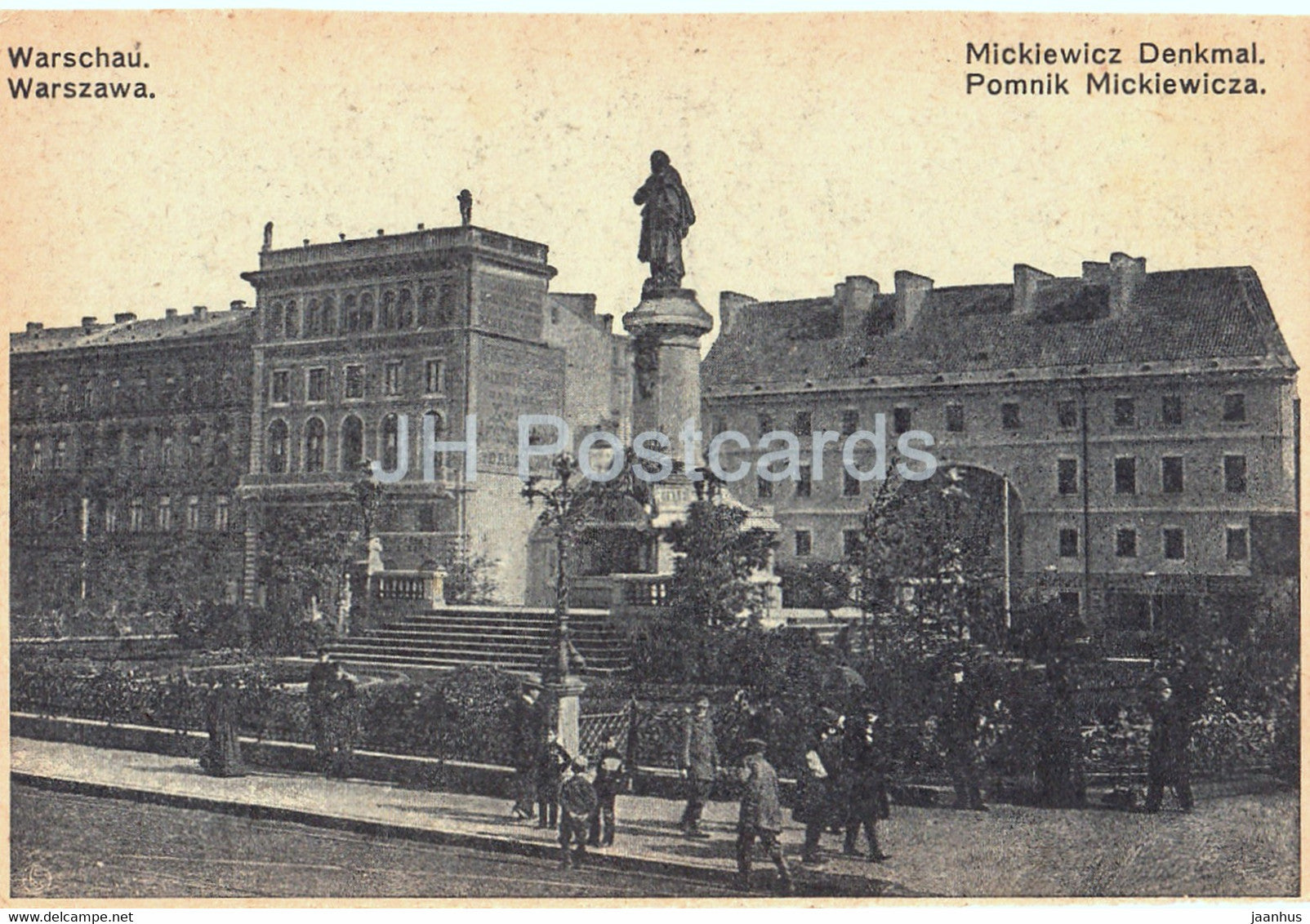 Warschau - Warszawa - Mickiewicz Denkmal - Pomnik Mickiewicza - monument - old postcard - Poland - unused - JH Postcards