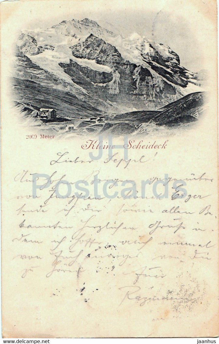 Kleine Scheideck - 2069 meter - old postcard - 1896 - Switzerland - used - JH Postcards