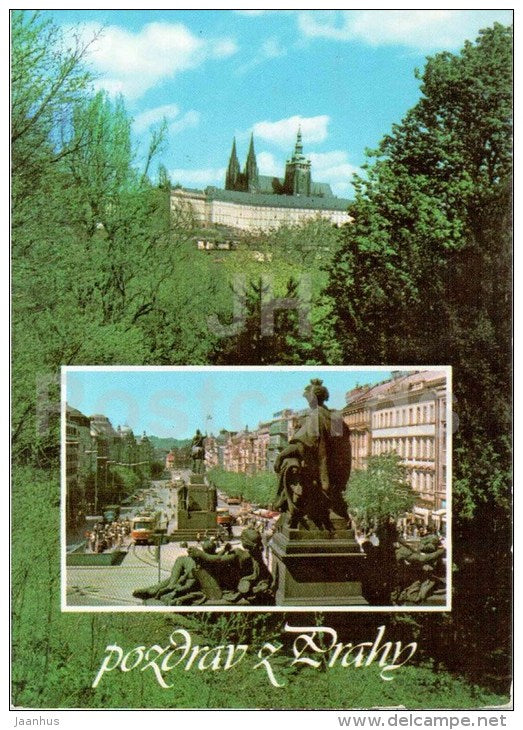 greetings from Prague - tram - Praha - Czechoslovakia - Czech - used - JH Postcards