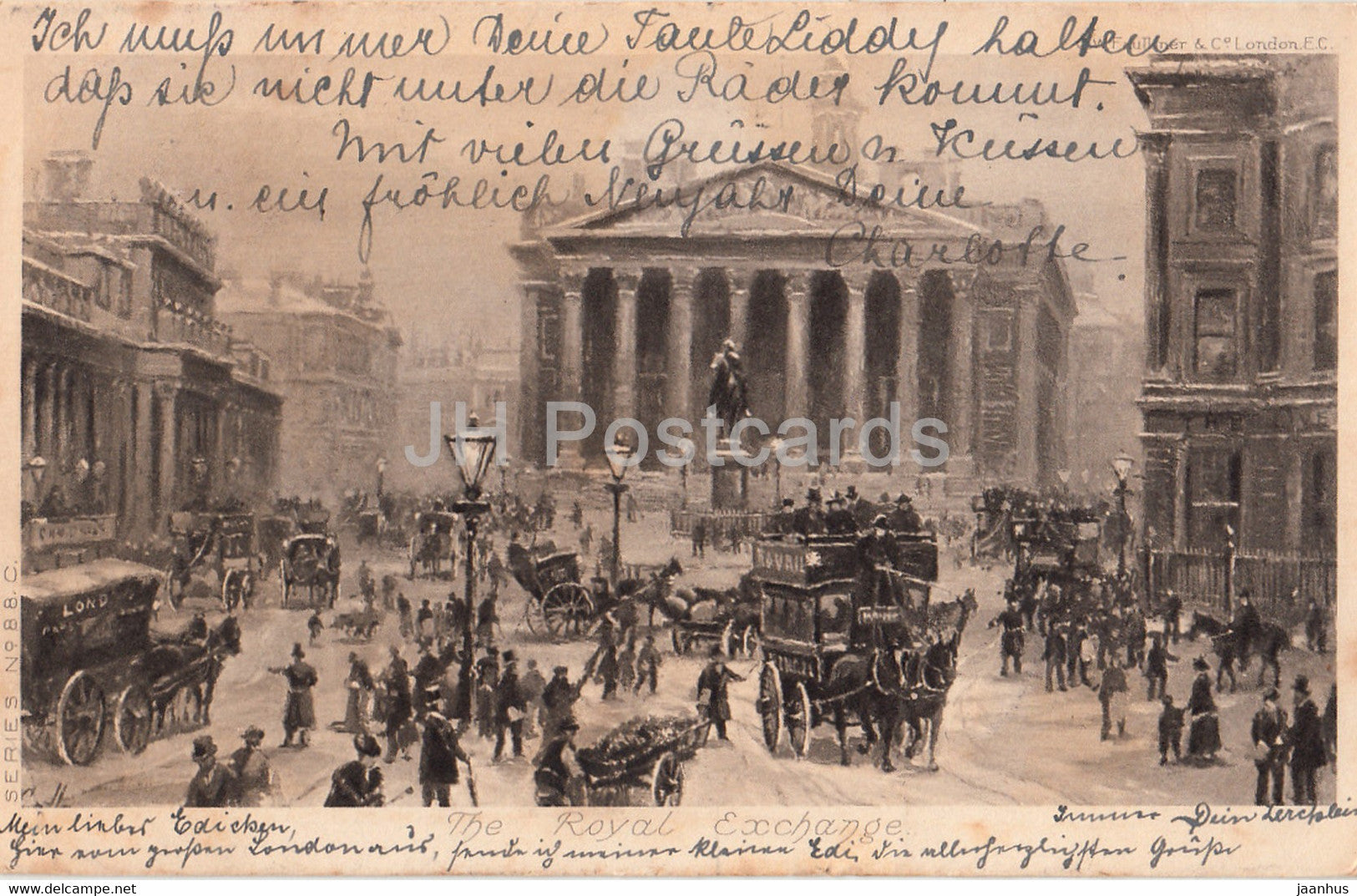 London - The Royal Exchange - illustration - Series No 88 - old postcard - 1908 - England - United Kingdom - used - JH Postcards