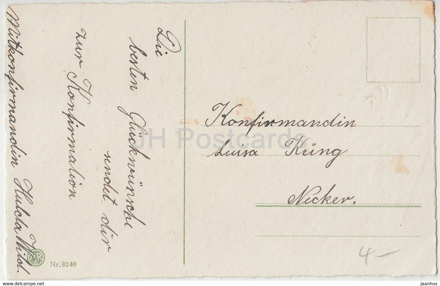 Greeting Card - Herzlichen Gluckwunsch zur Konfirmation - catkin - BR 8240 - old postcard - Germany - used