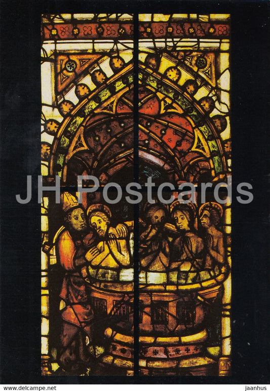 Taufe der Familie des Eustachius - Mariendom Erfurt - Gotische Bildfenster - cathedral - DDR Germany - unused - JH Postcards