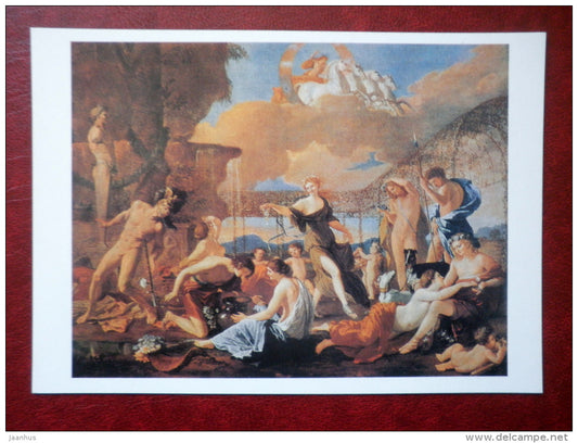 painting by Nicolas Poussin , The Realm of Flora , 1630 - french art - unused - JH Postcards