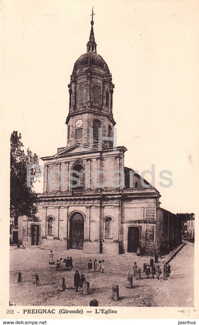 Preignac - L'Eglise - church - 203 - old postcard - 1939 - France - unused - JH Postcards