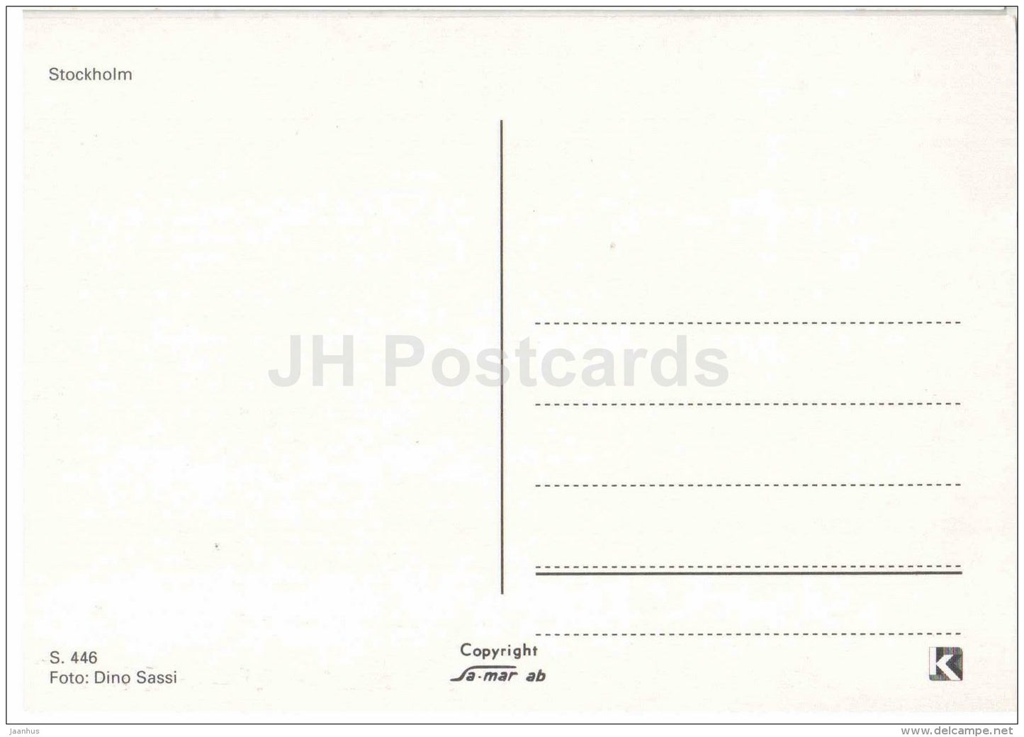 boat - Stockholm - 446 - Sweden - unused - JH Postcards