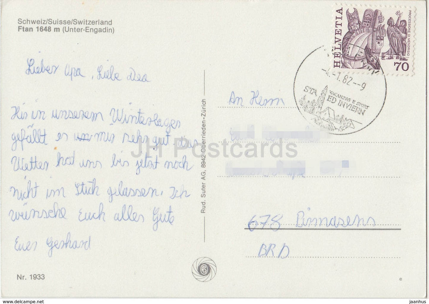 Ftan 1648 m - Unter-Engandin - multiview - 1933 - Switzerland - 1982 - used