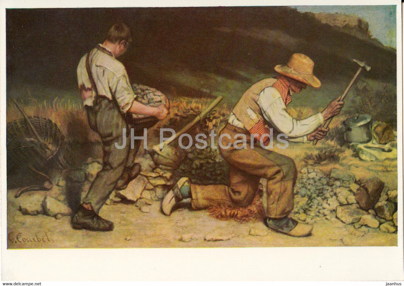 painting by Gustave Courbet - Die Steinklopfer - The stone breakers - French art - Germany DDR - unused - JH Postcards