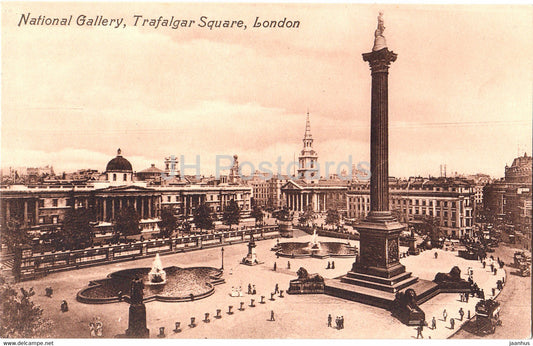 London - Trafalgar Square - National Gallery - Valentine - 134 - old postcard - England - United Kingdom - used - JH Postcards