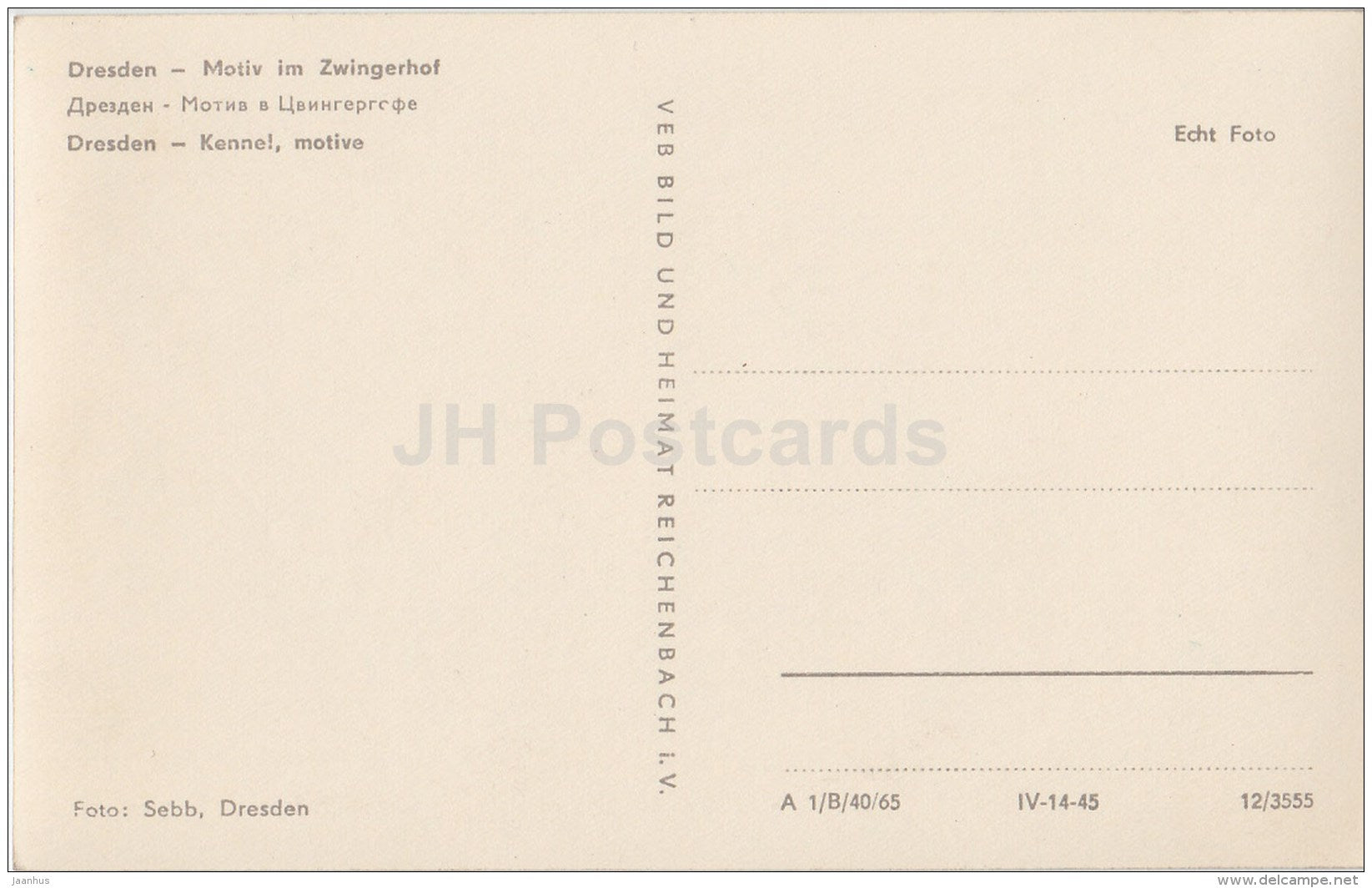 Dresden - Motiv im Zwingerhof - Germany - unused - JH Postcards