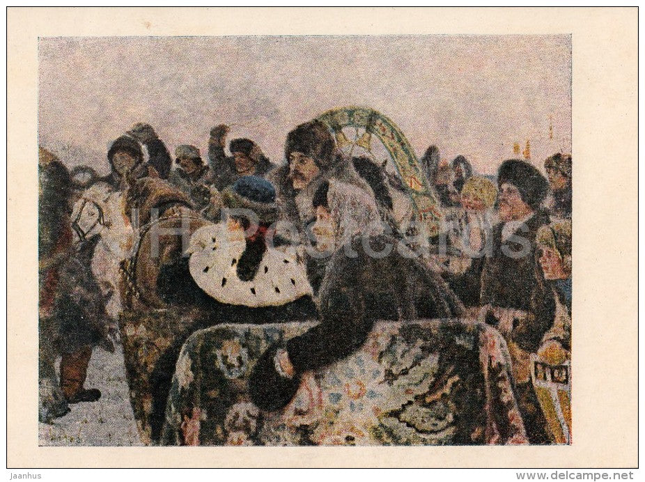 painting by V. Surikov - The Taking of the Winter Town - Russian art - old postcard - Russia USSR - unused - JH Postcards