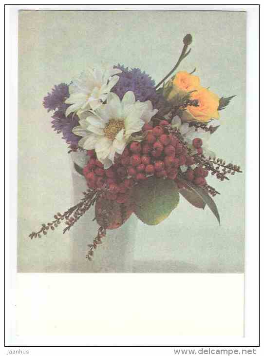 Flowers for Mother - flowers - compositions - 1987 - Estonia USSR - unused - JH Postcards