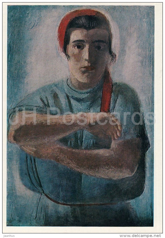 painting by A. Samokhvalov - Female Worker , 1929 - Russian art - Russia USSR - 1979 - unused - JH Postcards