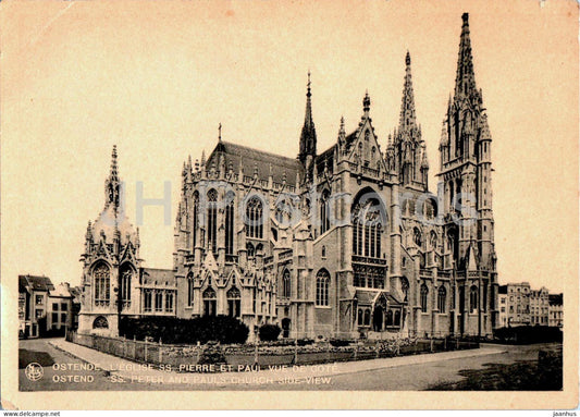 Oostend - Ostende - L'Eglise Pierre et Paul vue de Cote - Peter and Paul Church old postcard - 1933 - Belgium - used