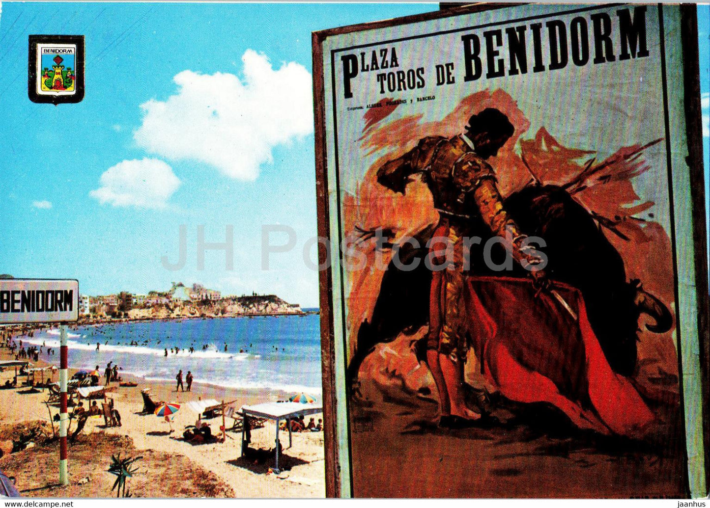 Benidorm - Vista Parcial de la playa de Poniente - view - west beach - poster - 14 - Spain - unused - JH Postcards