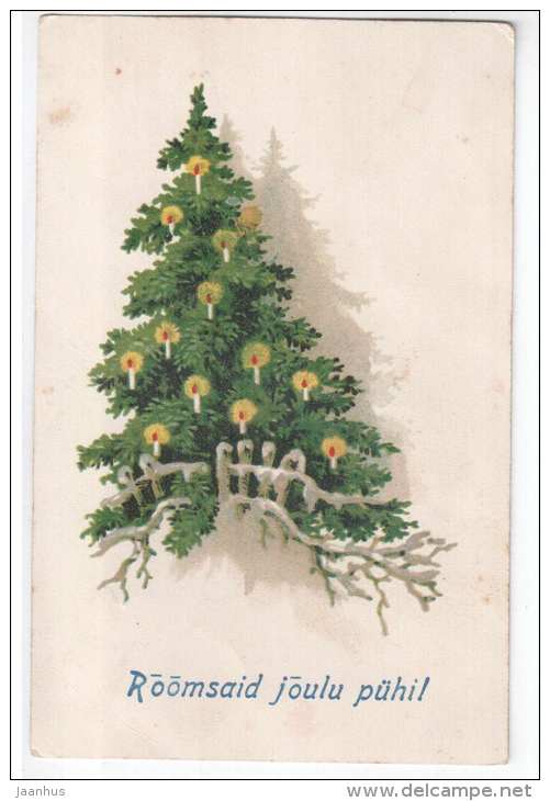 christmas greeting card - christmas tree - EAS 5172 - old postcard - circulated in Estonia 1943 - used - JH Postcards