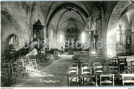 Sully sur Loire - Eglise St Germain - interieur - church - old postcard - 1914 - France - unused - JH Postcards