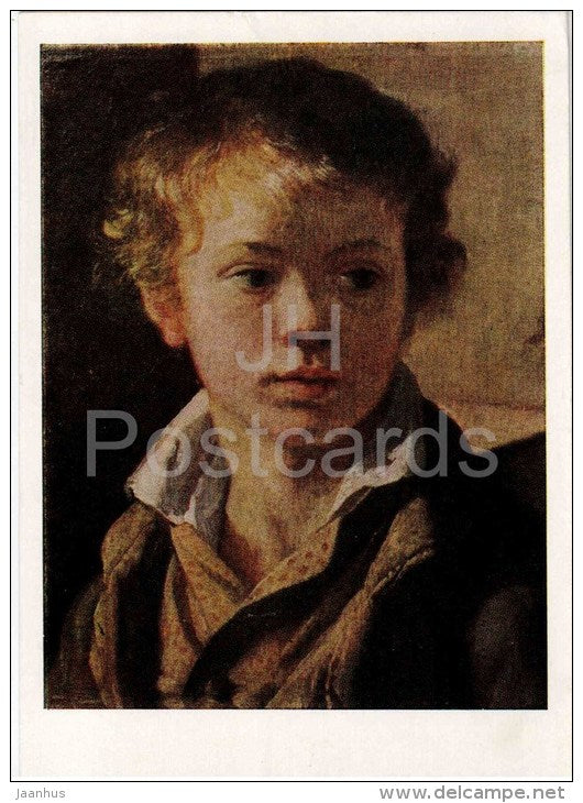 painting by V. Tropinin - Boy , 1818 - russian art - unused - JH Postcards