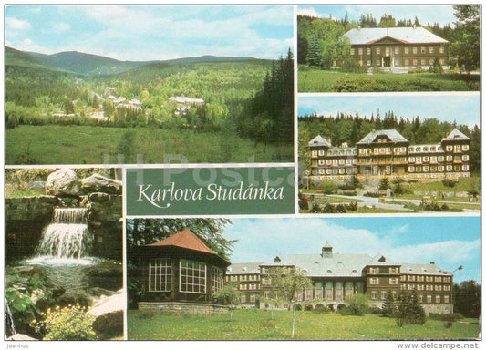 Karlova Studanka - Silesian house - spa park - spa house Libuse - Czechoslovakia - Czech - used 1980 - JH Postcards