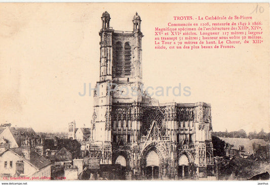 Troyes - La Cathedrale St Pierre - 1 - cathedral - old postcard - France - used - JH Postcards