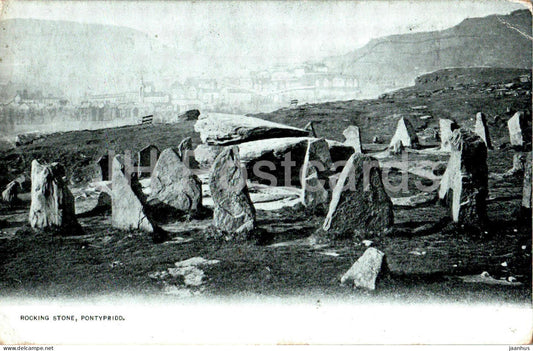 Rocking Stone - Pontypridd - old postcard - 1905 - Wales - United Kingdom - used - JH Postcards