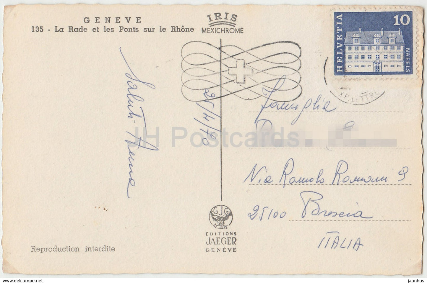 Geneve - Geneva - La Rade et les Ponts sur le Rhone - 135 - Switzerland - 1970 - used